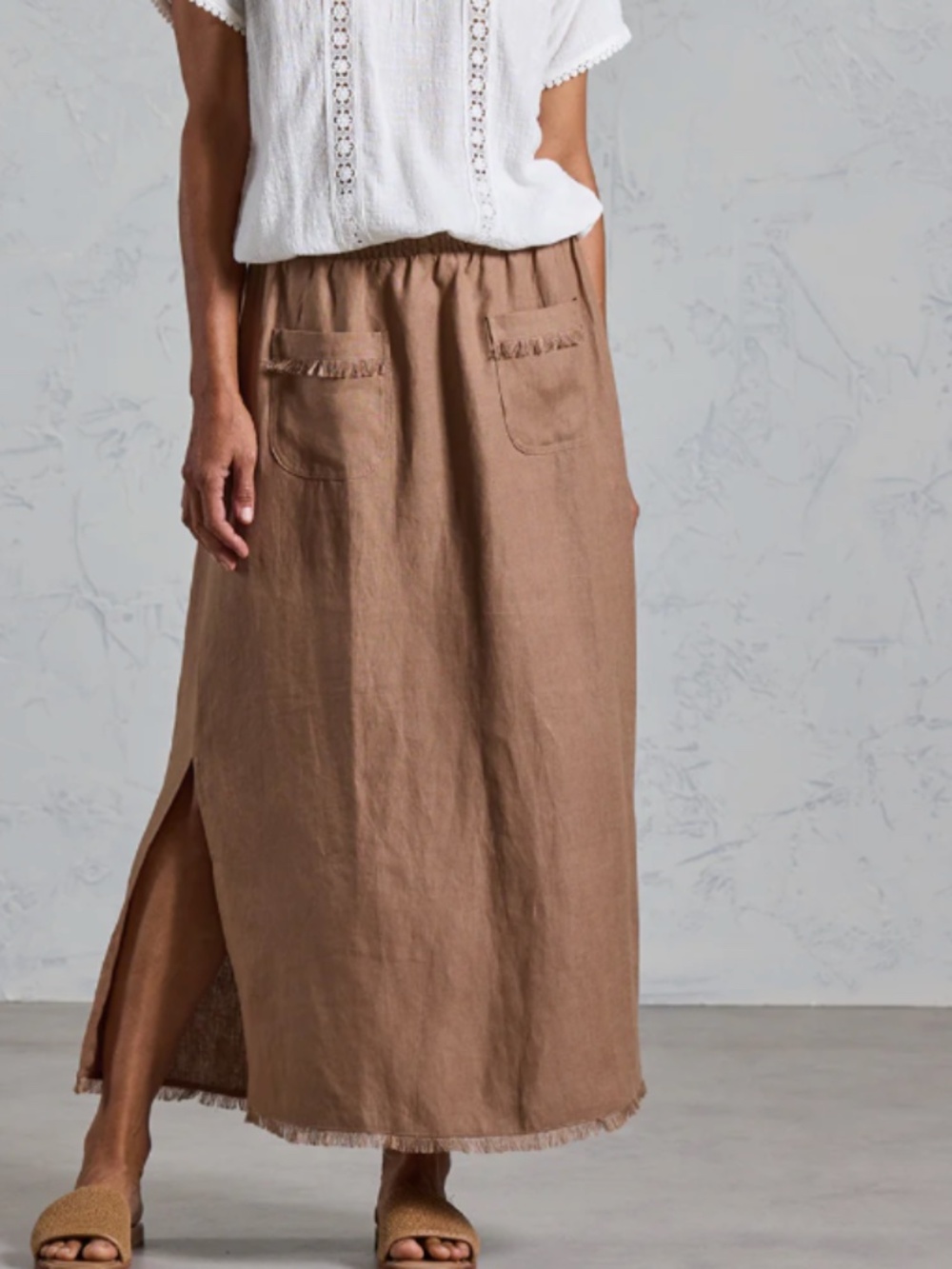 Nomad Aurora French Linen Skirt Cinnamon Size M